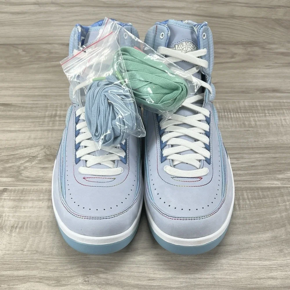 Nike Air Jordan 2 Retro J Balvin Shoes Blue White Mens Size 13 Sneakers.